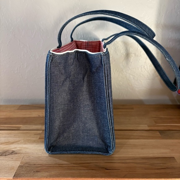 Vintage Kate Spade New York Denim Shoulder Bag – Made in USA – Gingham Lining - Picture 8 of 16